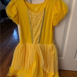 Disney Yellow Belle-Style Princess Dress with Tulle Skirt